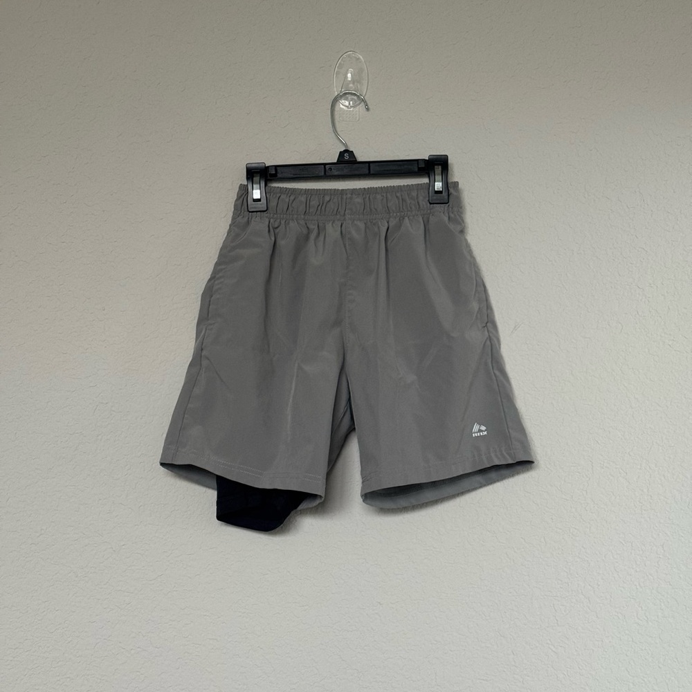 Kids Gray Athletic Shorts with Built-In Liner